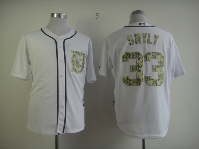 Men Detroit Tigers #33 Smyly White Camo MLB Jerseys